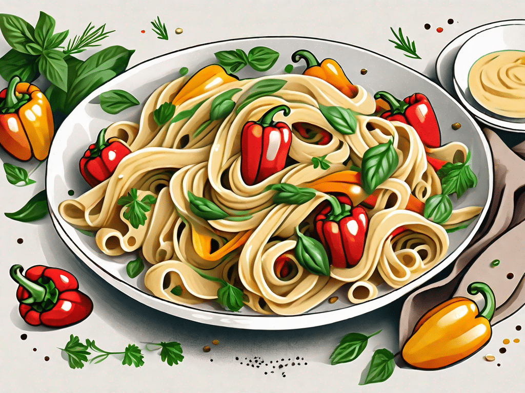A vibrant dish of rasta pasta