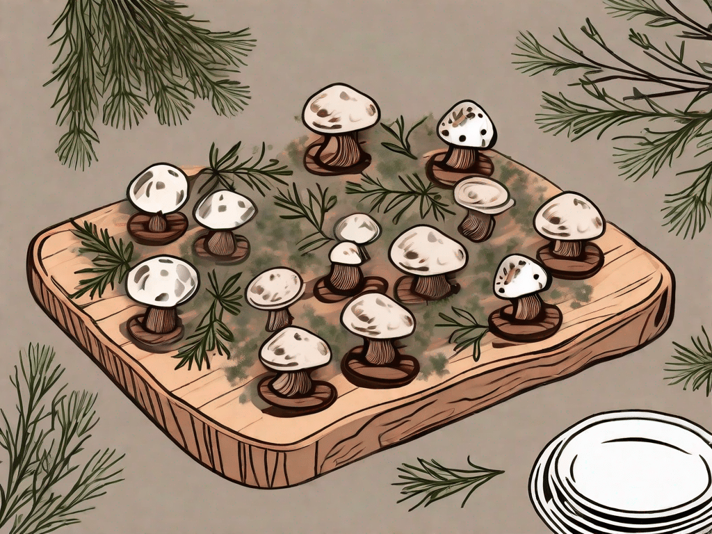 A platter of vegan mushroom and thyme canapés