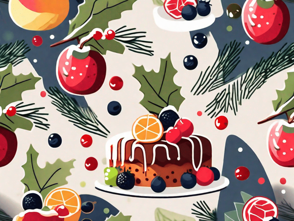 A vibrant and festive vegan fruit cake