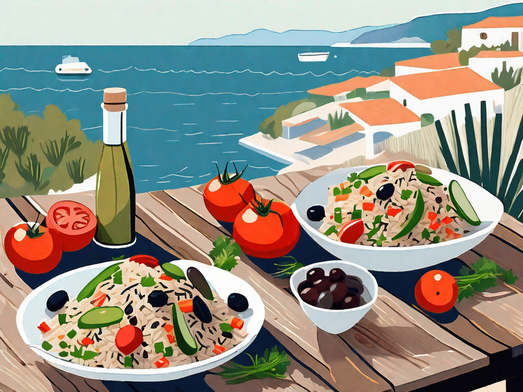 A vibrant mediterranean rice salad