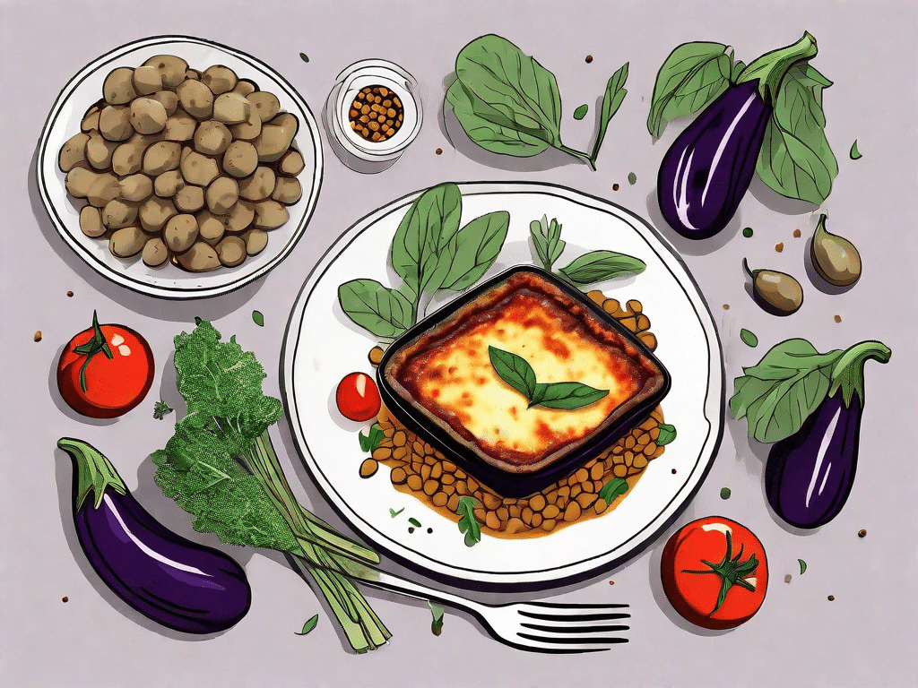 A vegan moussaka dish beautifully plated