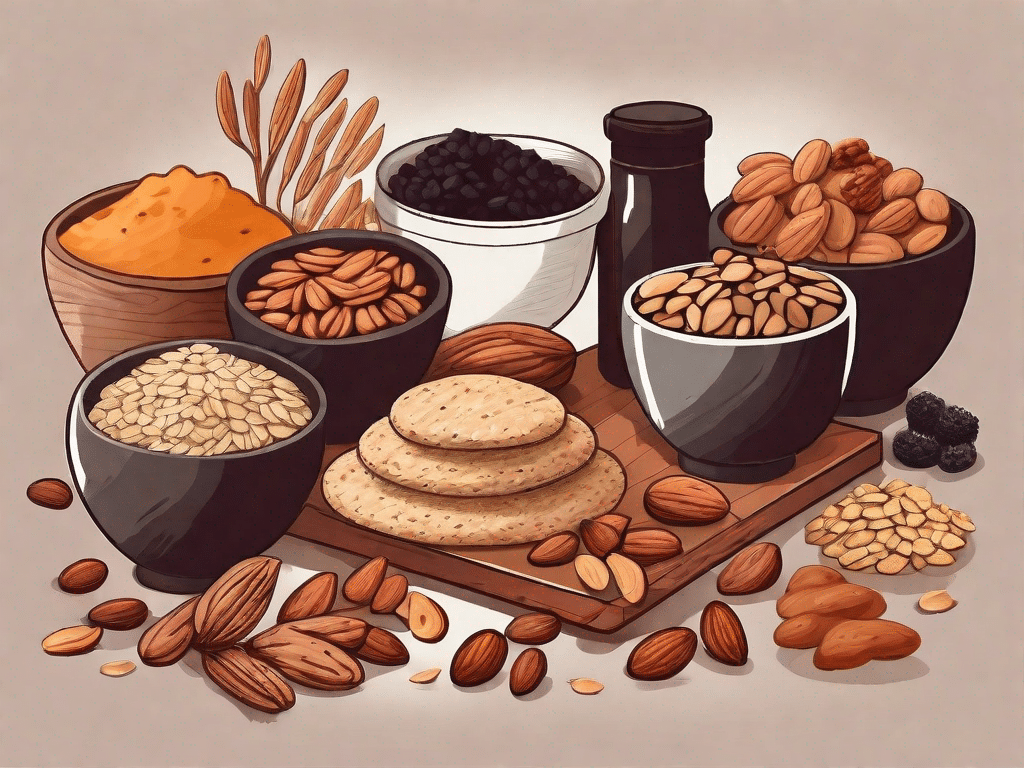 A variety of vegan ingredients like nuts