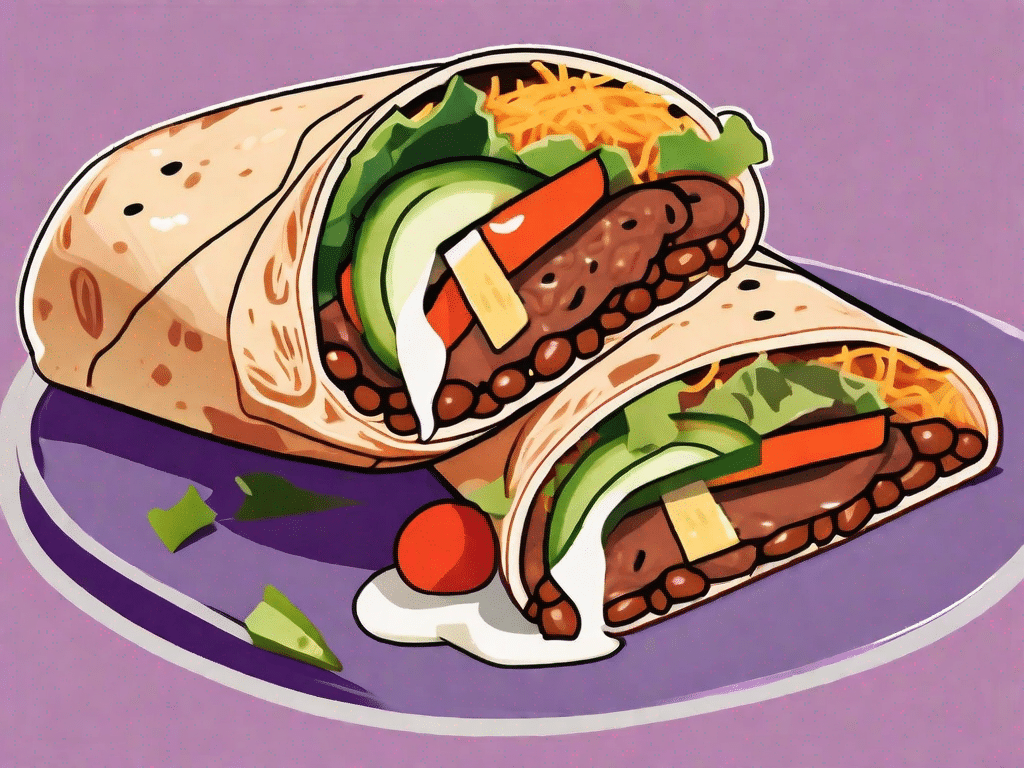 A vibrant and appetizing vegan refried bean wrap