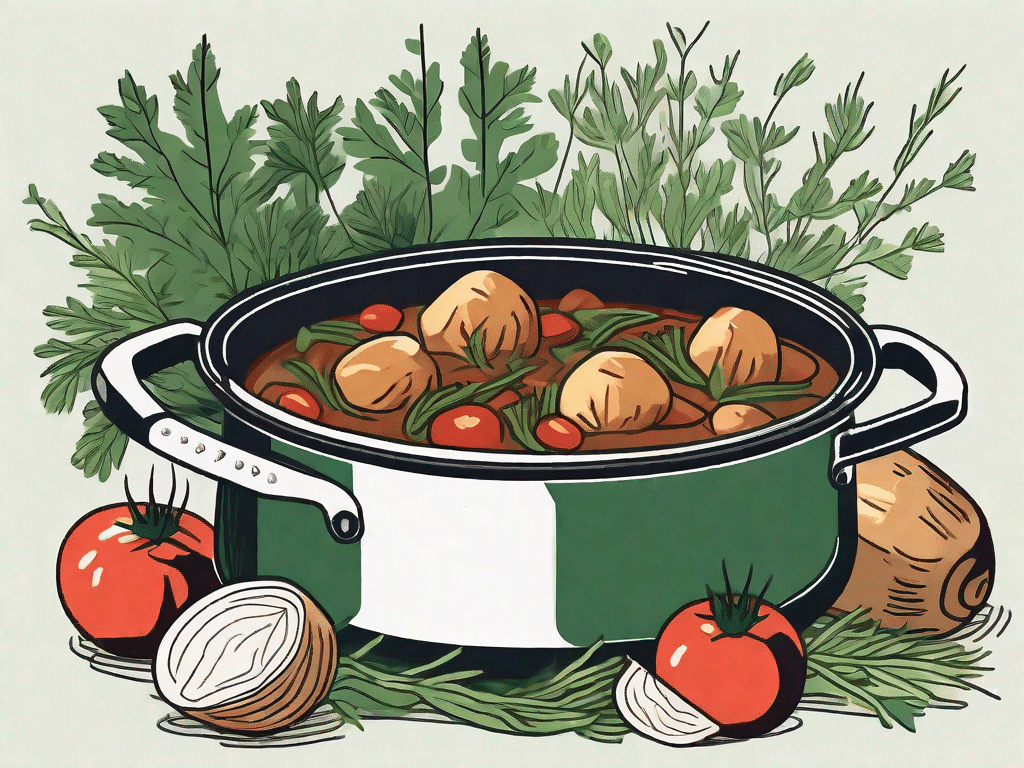 A pot of stew filled with roast fennel