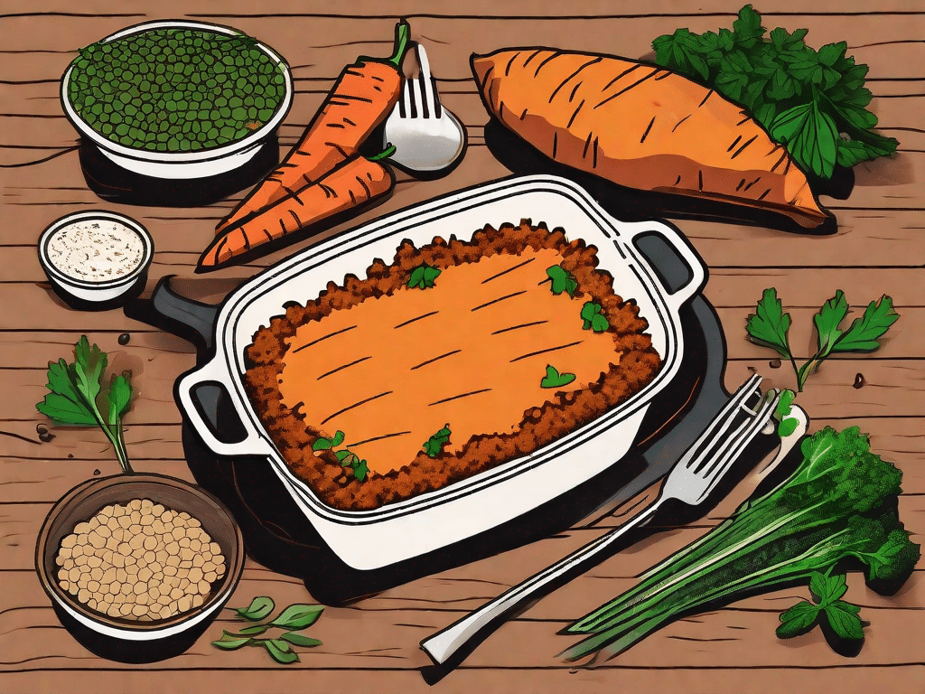 A delectable vegan shepherd's pie with sweet potato topping