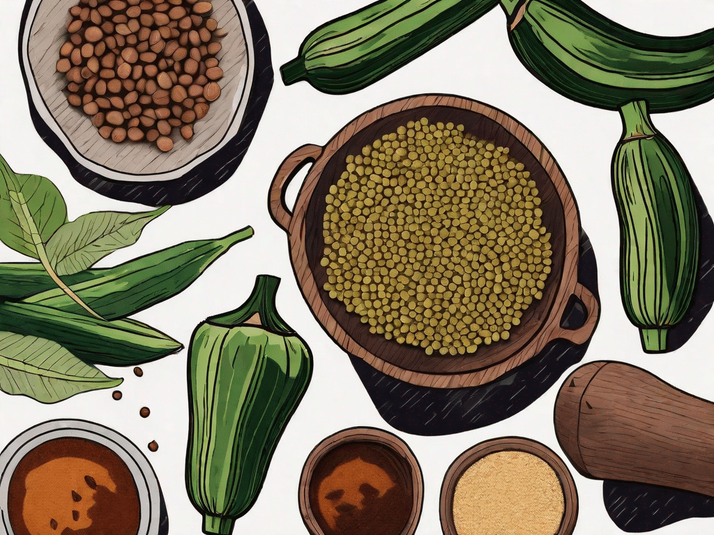 A variety of vibrant west african ingredients like okra