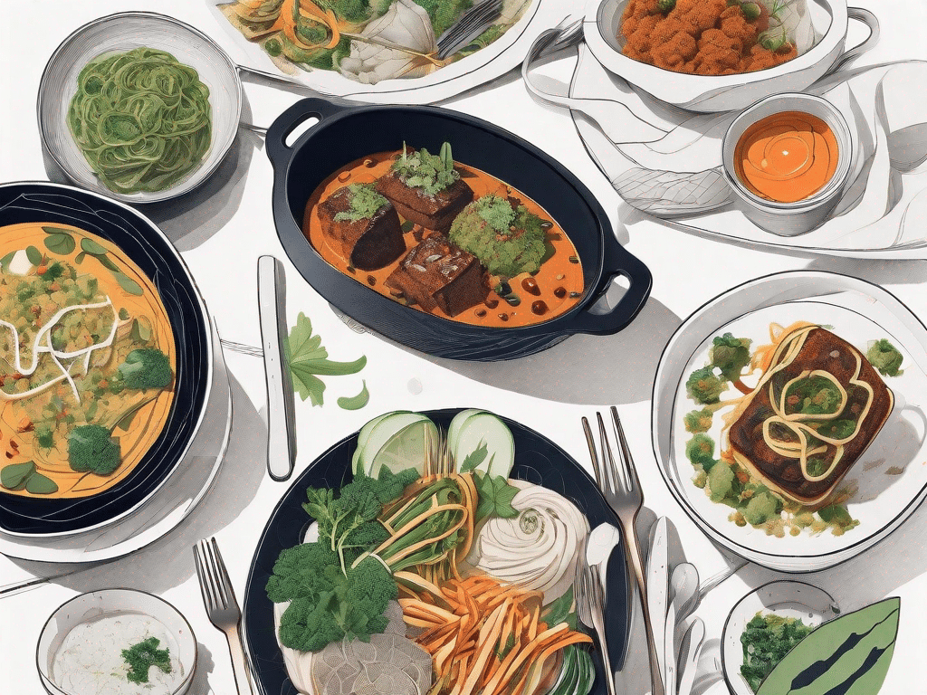 A variety of vegan dishes from around the world