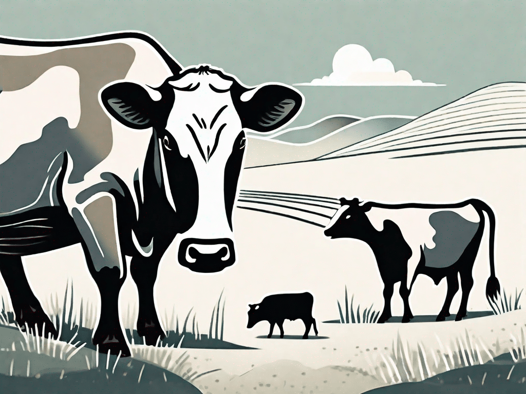 A dairy cow and a badger in a rural setting