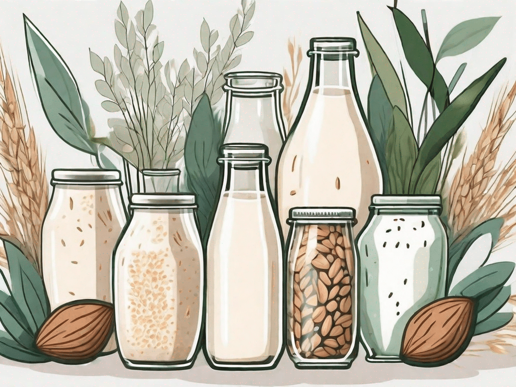 Various types of plant-based milk like almond