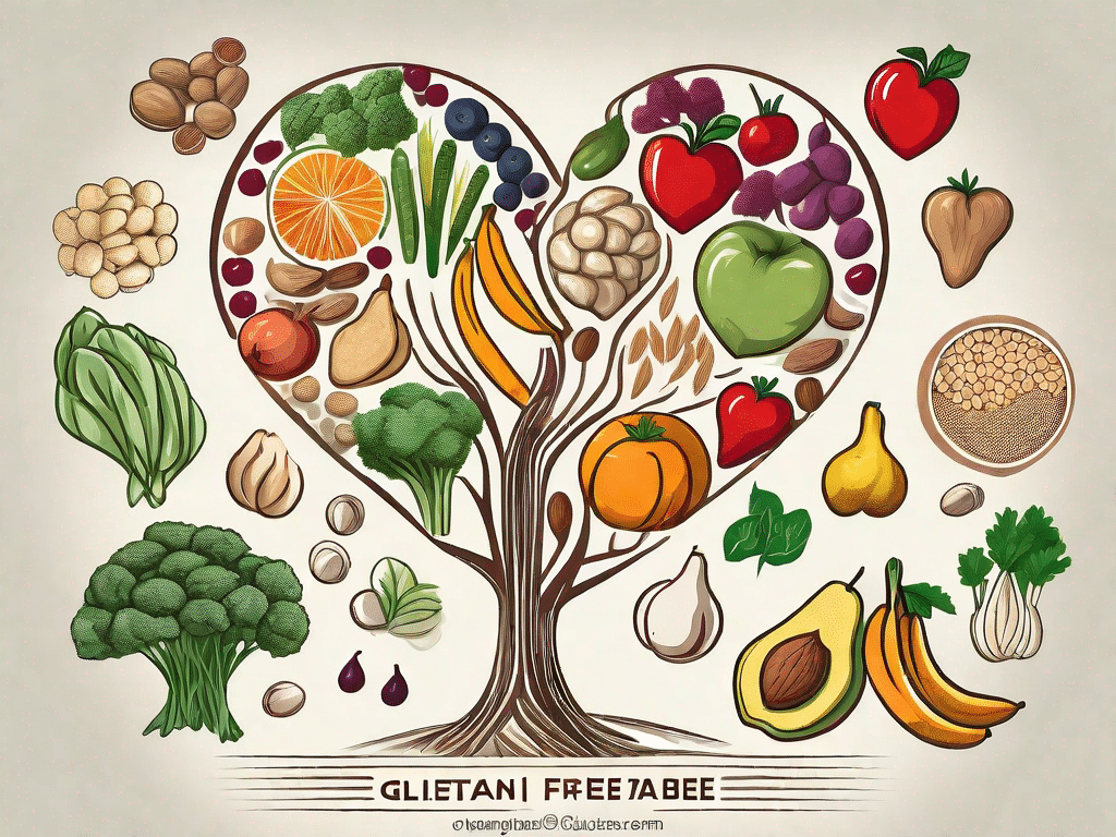 A variety of gluten-free vegan foods such as fruits