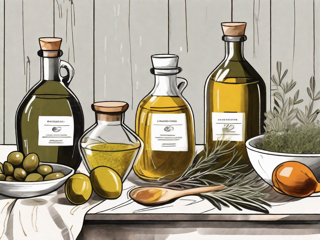 A variety of fresh ingredients like olive oil