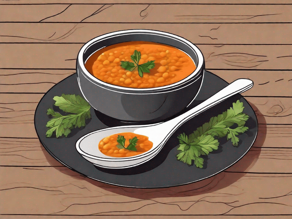 A bowl of vibrant red lentil soup