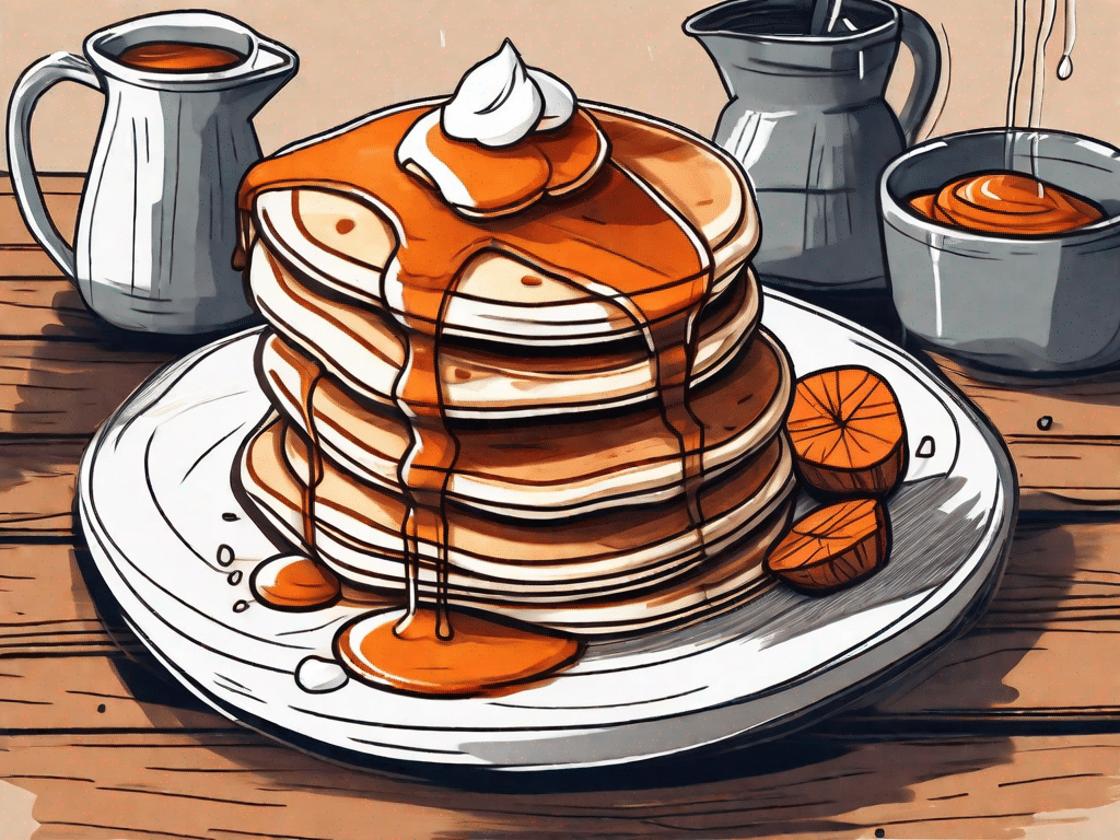 Fluffy pancakes stacked high