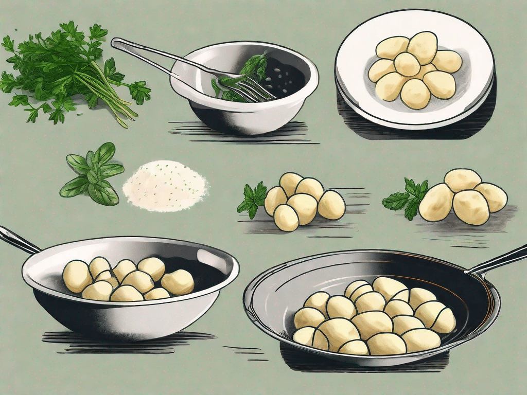 Various stages of making egg-free gnocchi