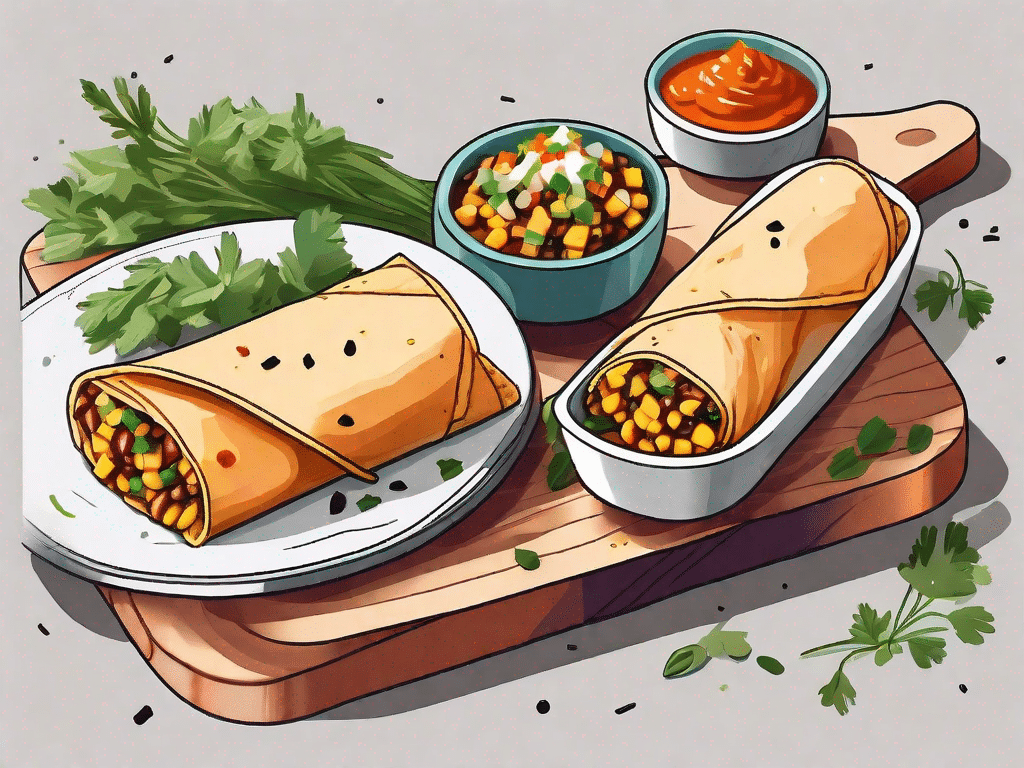 A plate filled with vibrant sweet potato and bean burritos